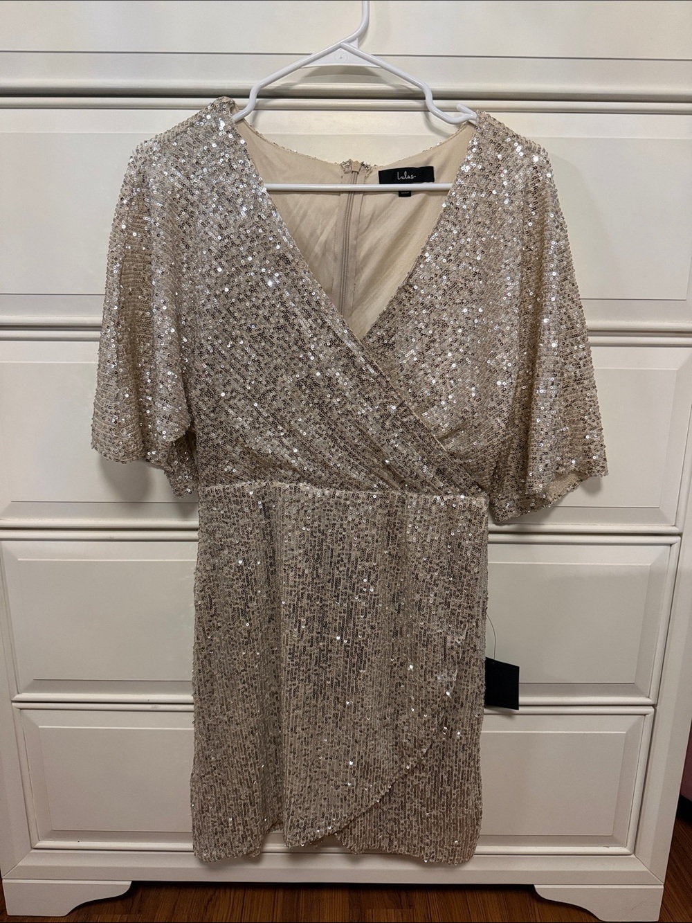 Lulus Weekender Silver Sequin Faux-Wrap Mini Dress - Picture 2 of 6